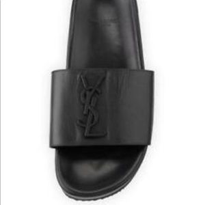 YSL black leather sandal slide used